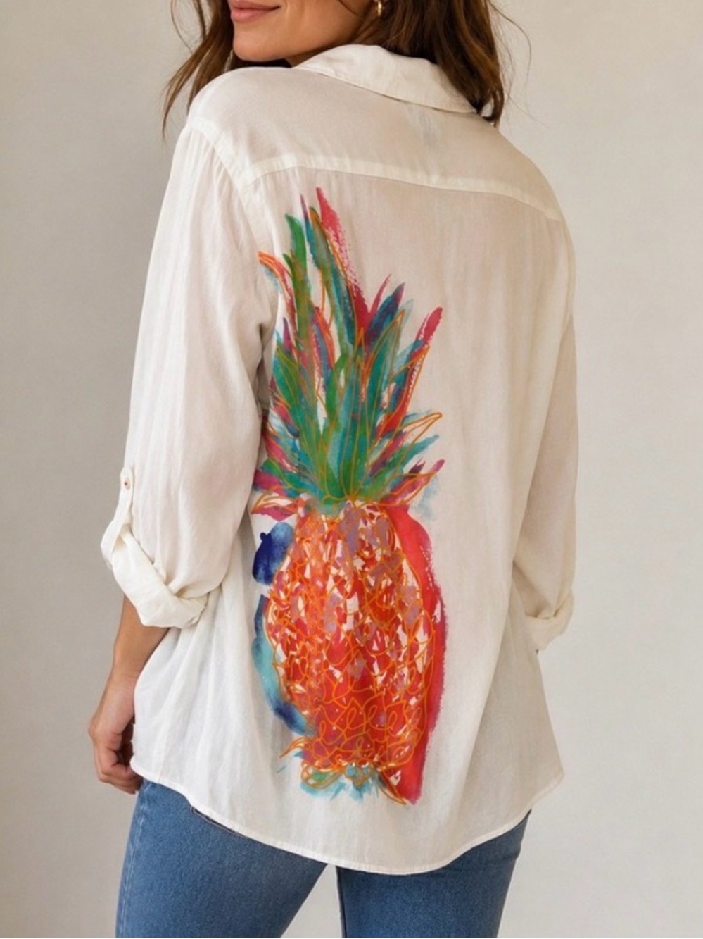Tommy Bahama, Women’s M, White Pineapple Shirt